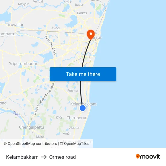 Kelambakkam to Ormes road map