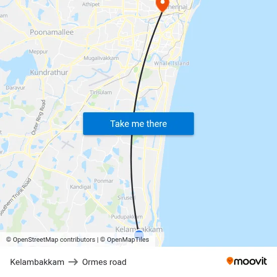 Kelambakkam to Ormes road map