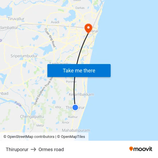 Thiruporur to Ormes road map