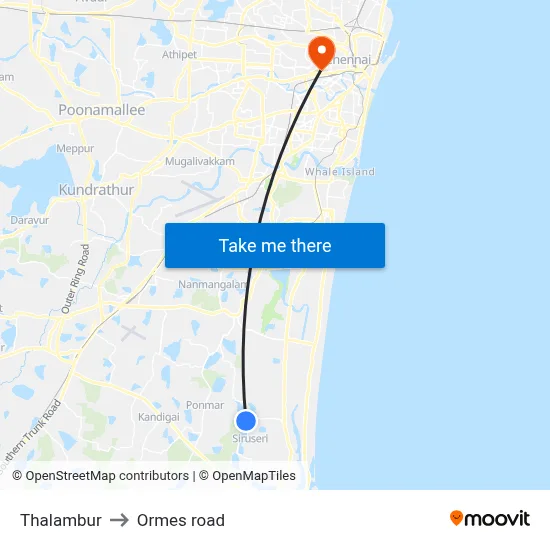 Thalambur to Ormes road map