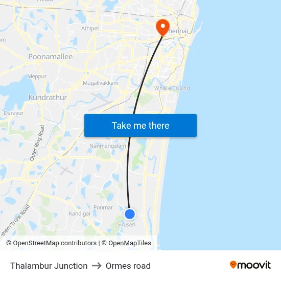 Thalambur Junction to Ormes road map