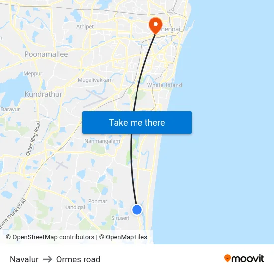 Navalur to Ormes road map