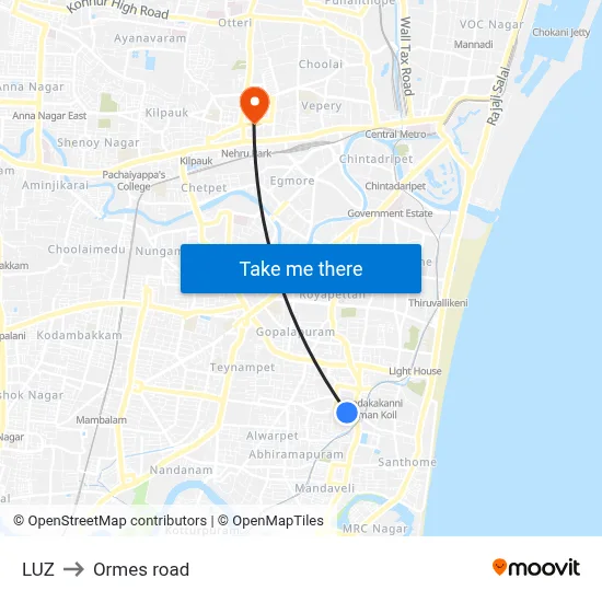 LUZ to Ormes road map