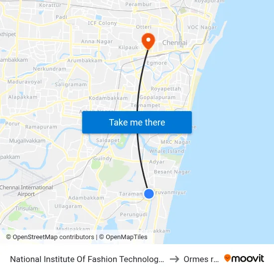 National Institute Of Fashion Technology ( N.I.F.T.) to Ormes road map