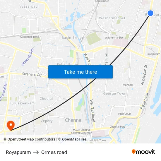 Royapuram to Ormes road map