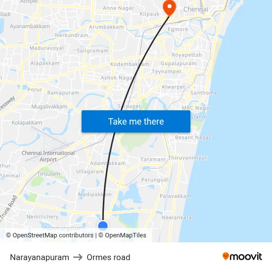 Narayanapuram to Ormes road map