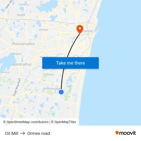 Oil Mill to Ormes road map