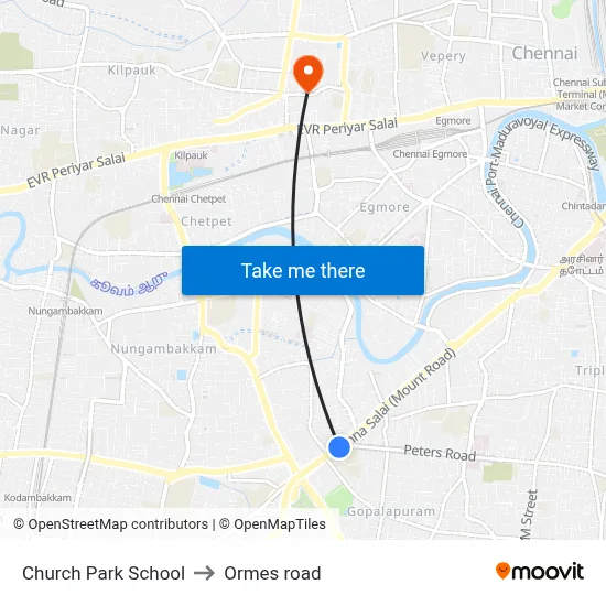 Church Park School to Ormes road map