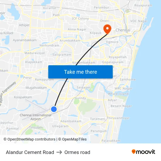 Alandur Cement Road to Ormes road map
