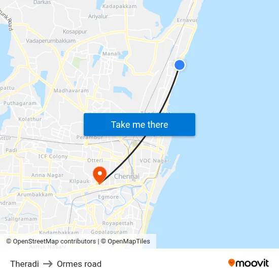 Theradi to Ormes road map