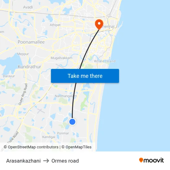 Arasankazhani to Ormes road map