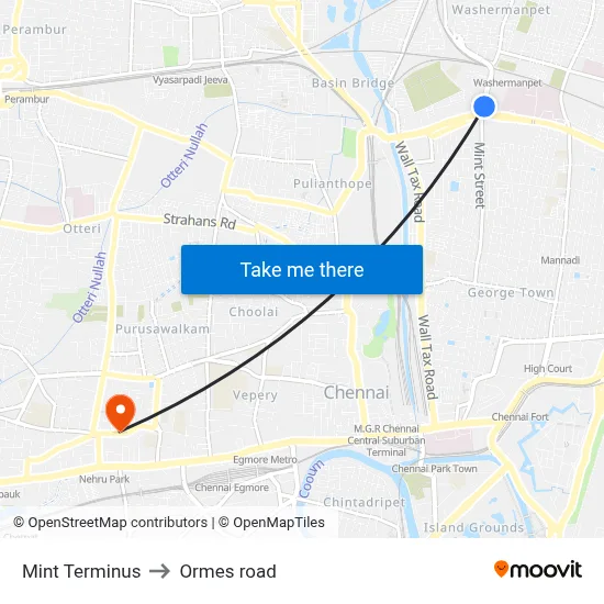 Mint Terminus to Ormes road map