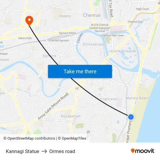 Kannagi Statue to Ormes road map