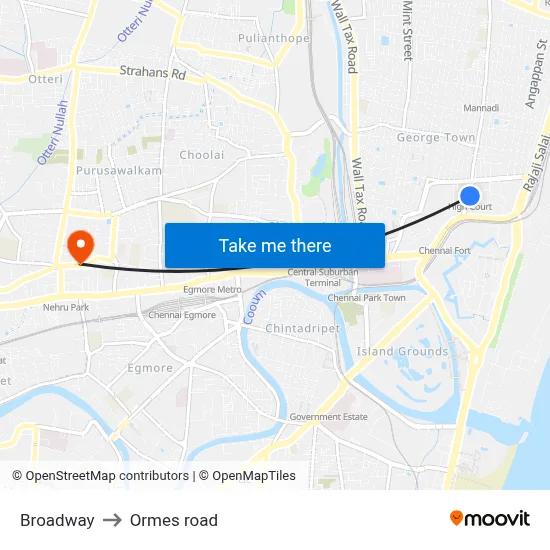 Broadway to Ormes road map