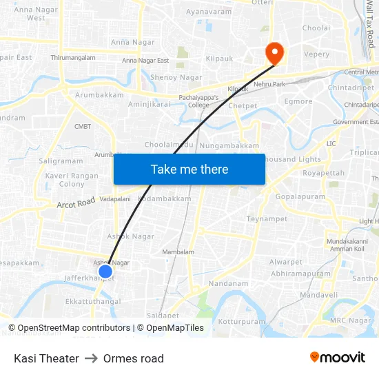 Kasi Theater to Ormes road map