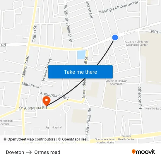 Doveton to Ormes road map