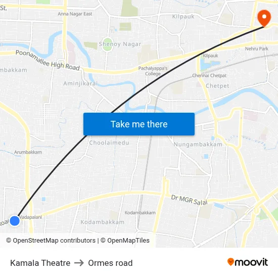 Kamala Theatre to Ormes road map