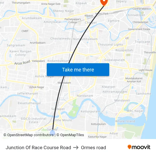 Junction Of Race Course Road to Ormes road map
