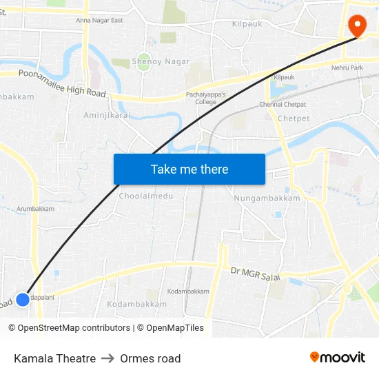 Kamala Theatre to Ormes road map