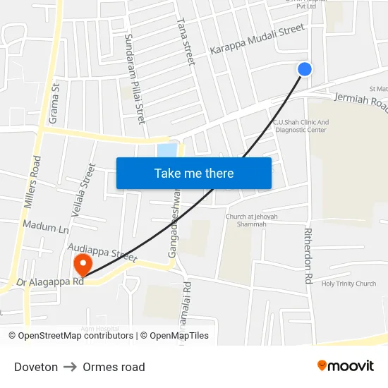 Doveton to Ormes road map