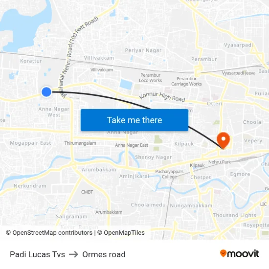Padi Lucas Tvs to Ormes road map