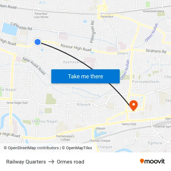 Railway Quarters to Ormes road map