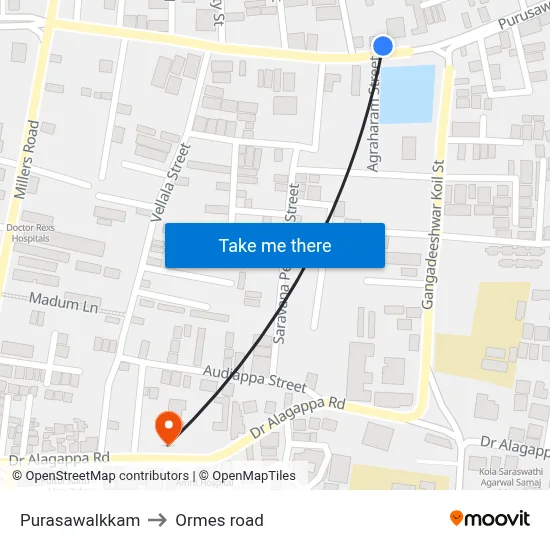 Purasawalkkam to Ormes road map