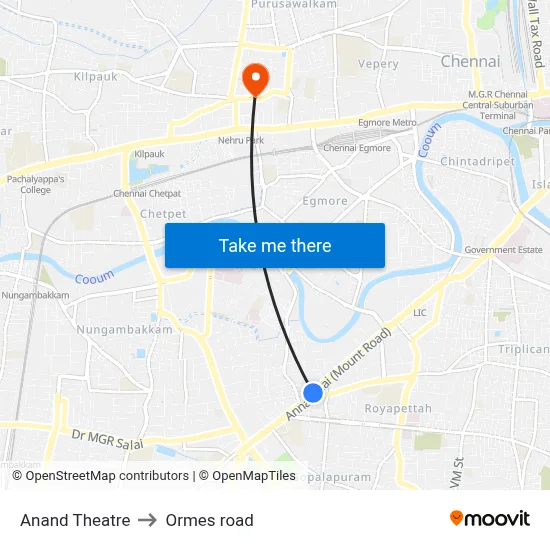 Anand Theatre to Ormes road map