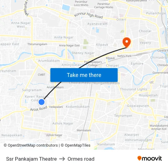Ssr Pankajam Theatre to Ormes road map