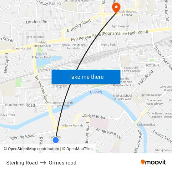 Sterling Road to Ormes road map