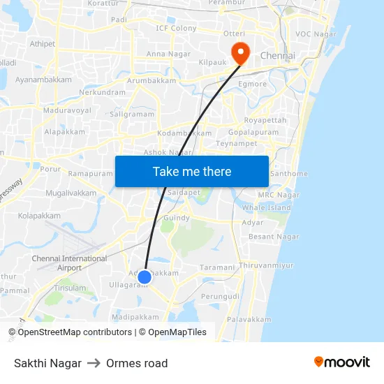Sakthi Nagar to Ormes road map