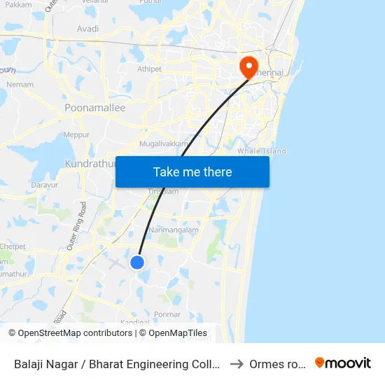 Balaji Nagar / Bharat Engineering College to Ormes road map