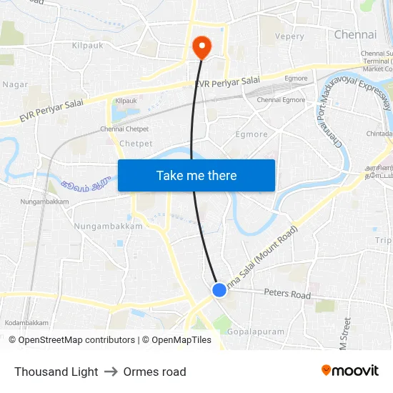 Thousand Light to Ormes road map