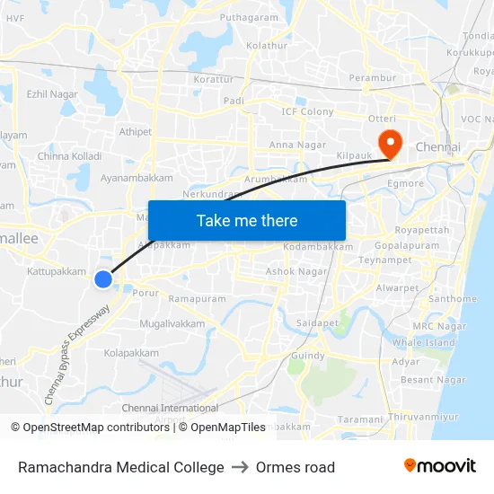 Ramachandra Medical College to Ormes road map