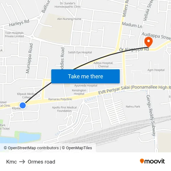 Kmc to Ormes road map