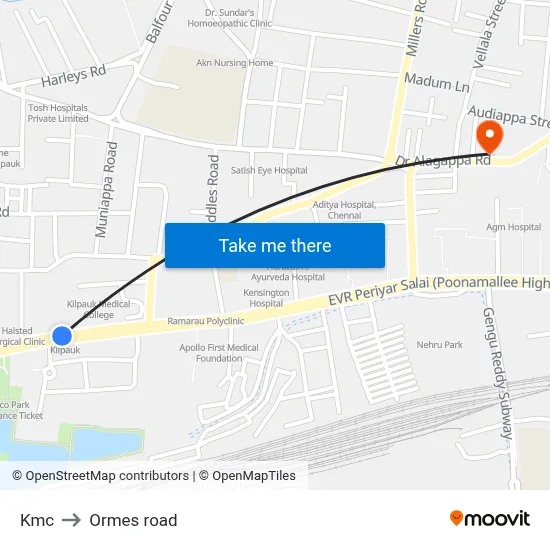 Kmc to Ormes road map