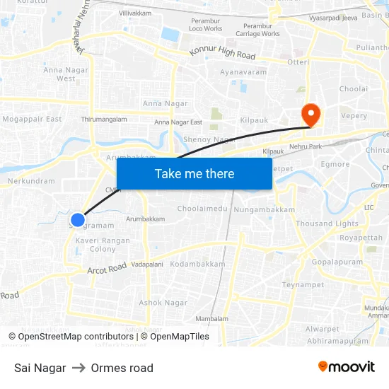Sai Nagar to Ormes road map