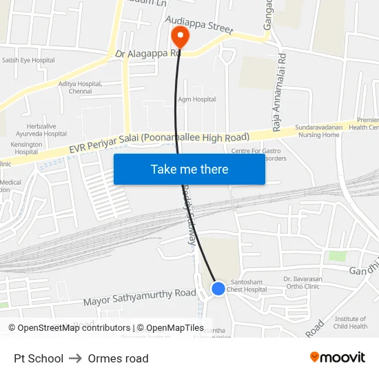 Pt School to Ormes road map