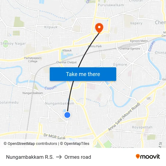 Nungambakkam R.S. to Ormes road map