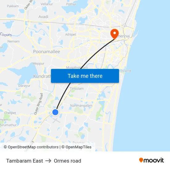 Tambaram East to Ormes road map