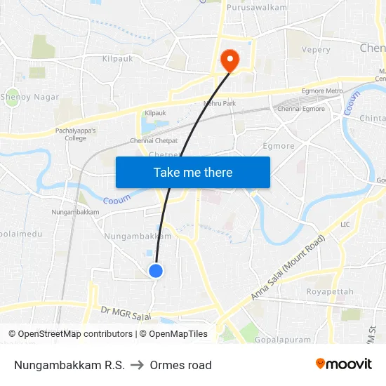 Nungambakkam R.S. to Ormes road map