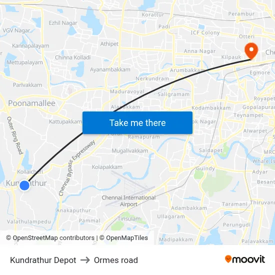 Kundrathur Depot to Ormes road map