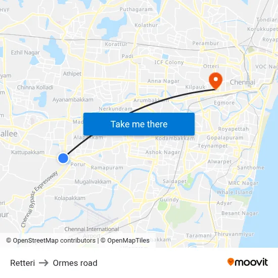 Retteri to Ormes road map