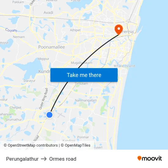 Perungalathur to Ormes road map