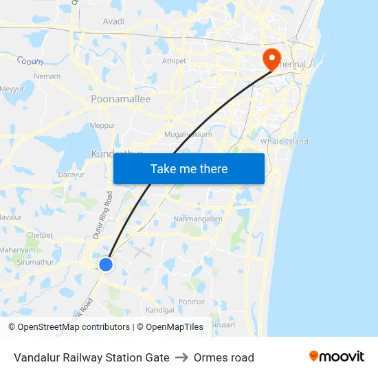 Vandalur Railway Station Gate to Ormes road map