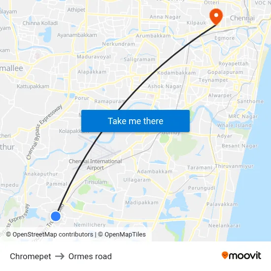 Chromepet to Ormes road map