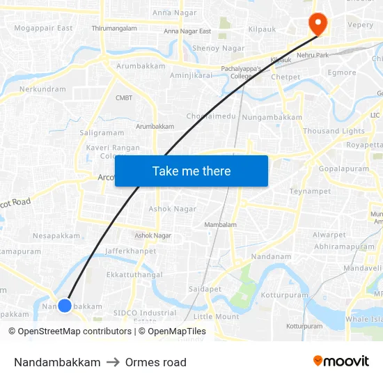 Nandambakkam to Ormes road map