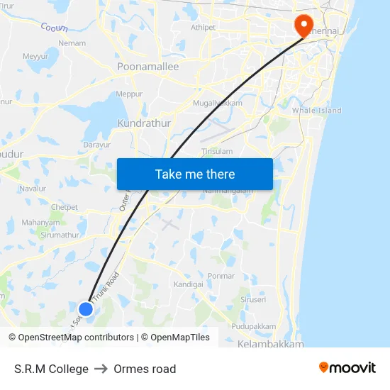S.R.M College to Ormes road map