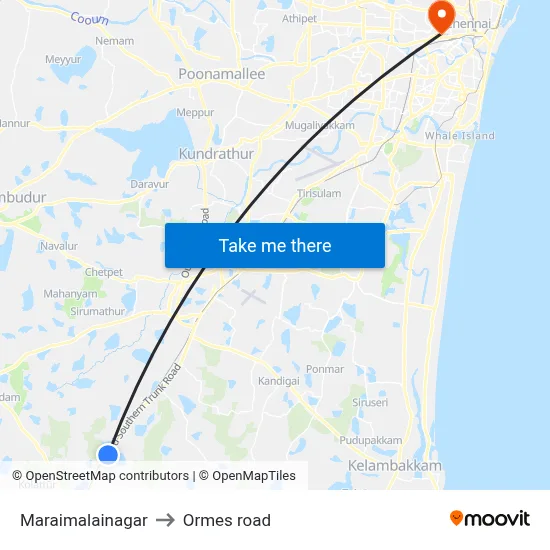 Maraimalainagar to Ormes road map
