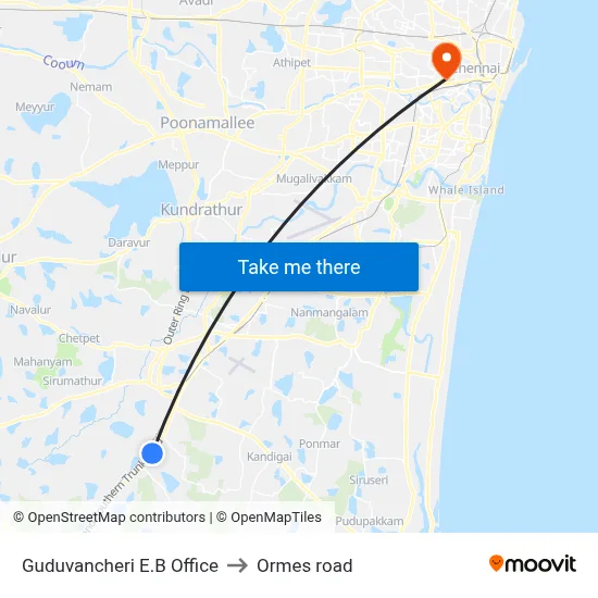 Guduvancheri E.B Office to Ormes road map